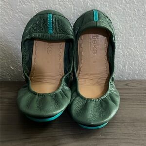 Tieks Pacific Green Leather Ballet Flats